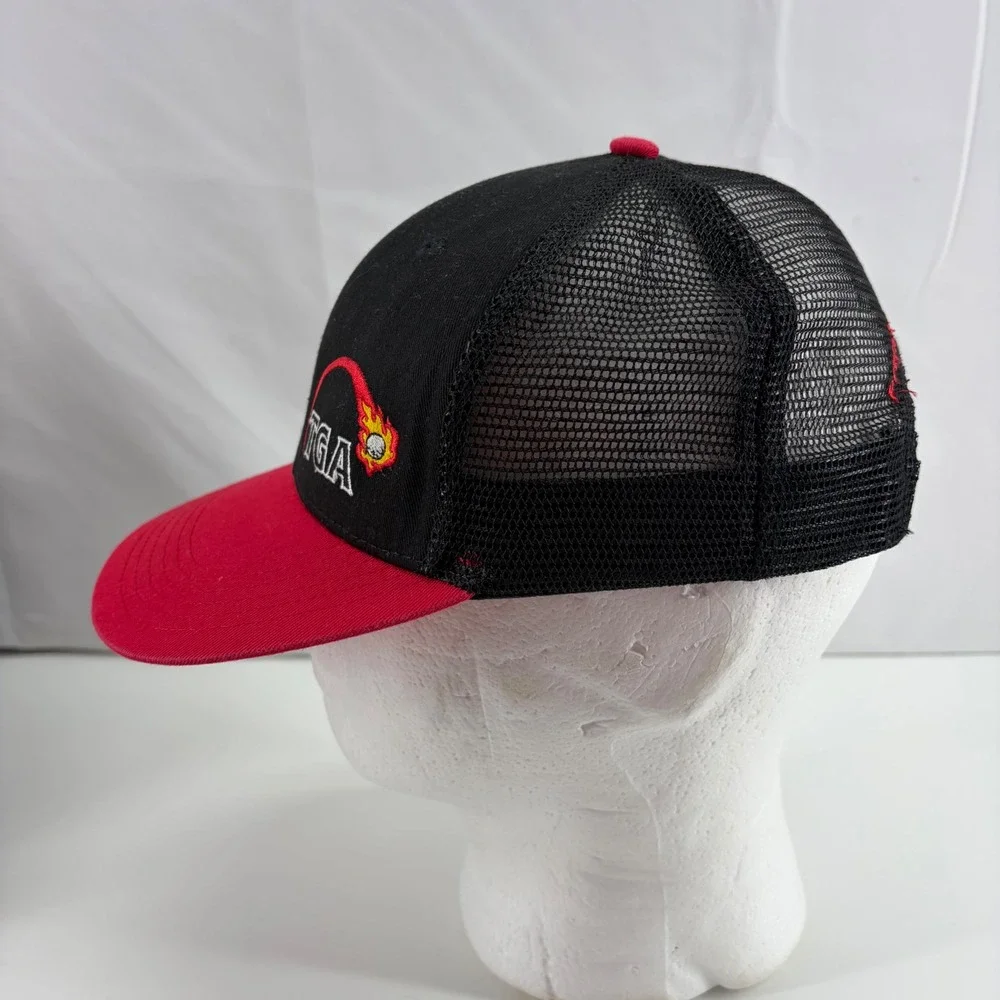 Air Force One TGA Premier Junior Golf Trucker Hat Kids Black Red Snapback Cap